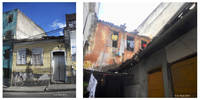 Vue depuis la rue et depuis la cour intérieure d'un cortiço à Salvador de Bahia