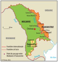Frontières de la Moldavie et république séparatiste de la Transnistrie