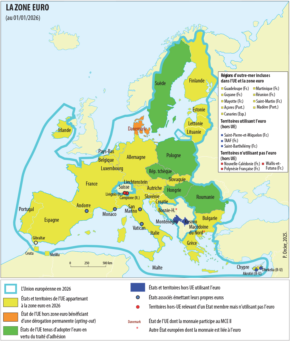 zone euro Pascal Orcier Pascal Orcier — carte de la zone euro au 1er janvier 2026