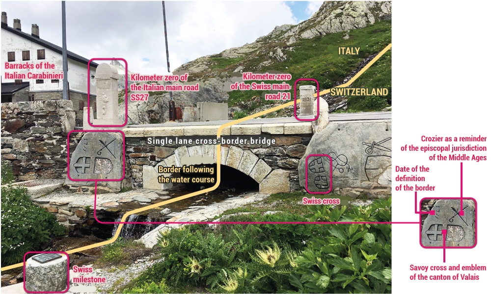 Pont frontalier entre Suisse et Italie au col du Grand Saint-Bernard Pascal Orcier — photographie frontière UE Suisse
