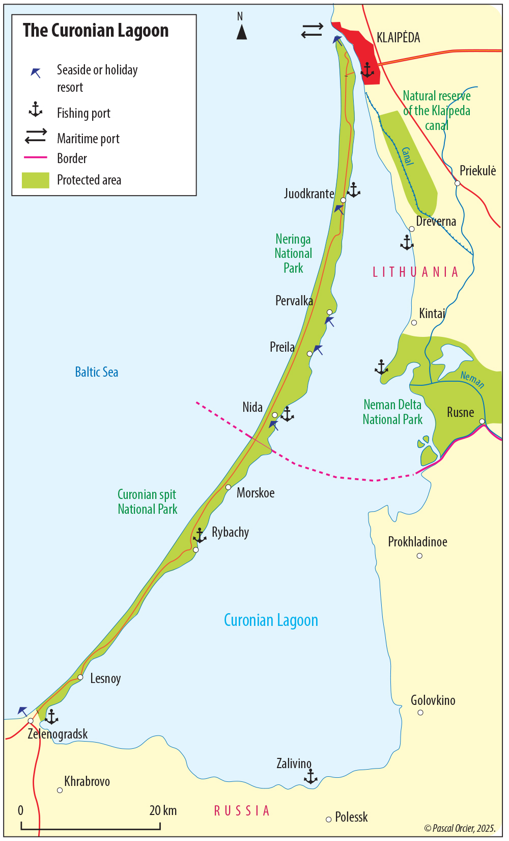 La lagune des Coures (Russie et Lituanie) Pascal Orcier — carte lagune des coures