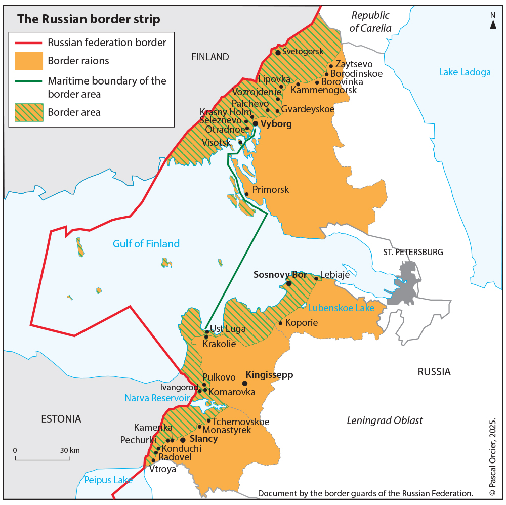 La bande frontière russe autour de la Baltique (frontière Russie Finlande Estonie) Pascal Orcier — carte zones frontalières russes