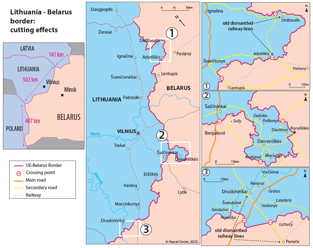 La frontière Union européenne (Lituanie) — Biélorussie Pascal Orcier — Carte frontière Lituanie Bielorussie