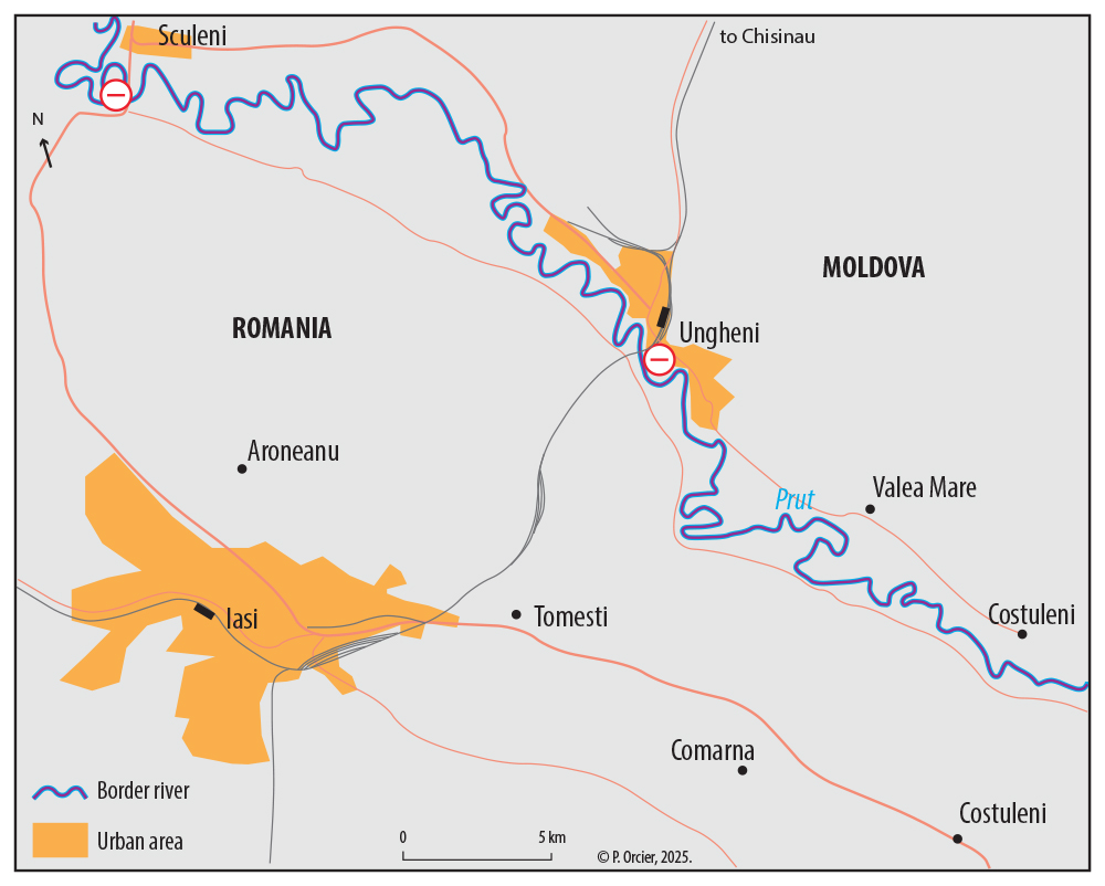 La frontière Union Européenne (Roumanie) — Moldavie, sur le Prout Pascal Orcier — carte frontière Roumanie Moldavie