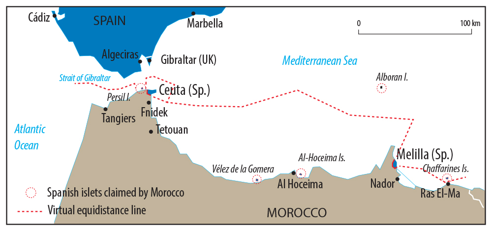 La frontière Union européenne (Espagne)—Maroc Pascal Orcier — carte frontière Maroc Espagne