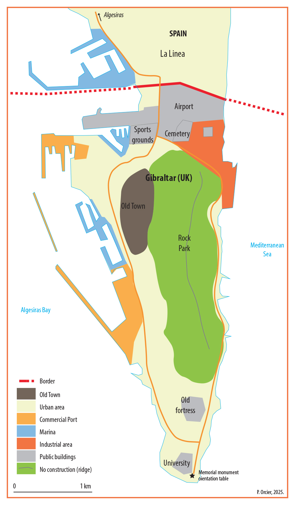 Frontière entre Royaume-Uni et Espagne : le rocher de Gibraltar Pascal Orcier — carte Gibraltar