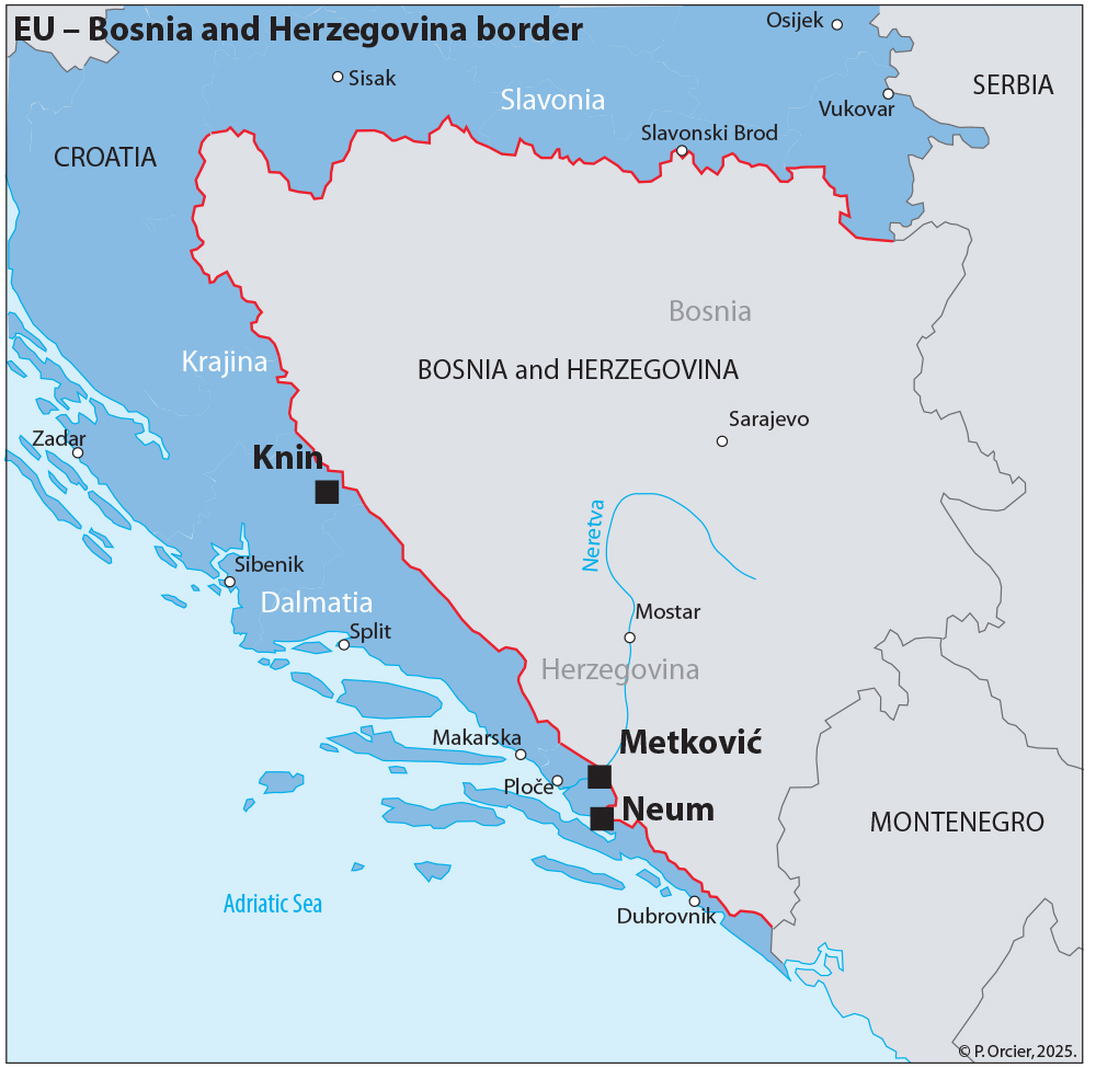 La frontière Union européenne (Croatie) — Bosnie-Herzégovine Pascal Orcier — carte frontière UE Bosnie Herzégovine
