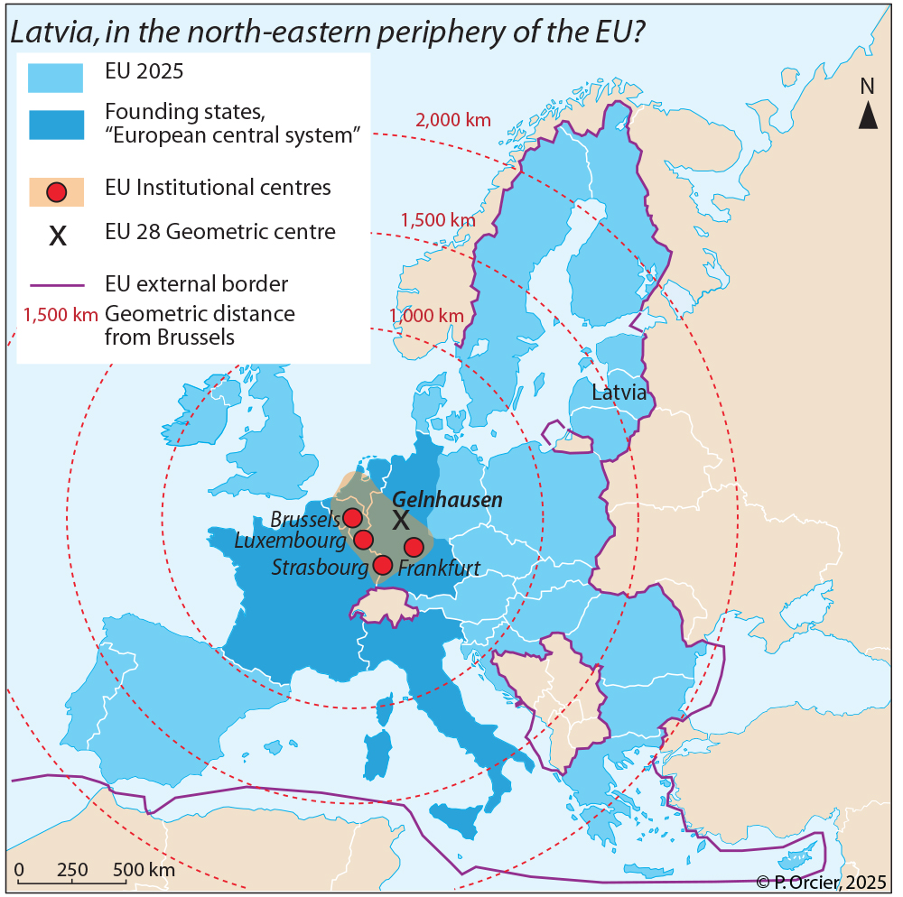 La Lettonie, périphérie de l'Union européenne ? Pascal Orcier — Carte : Lettonie dans l'UE