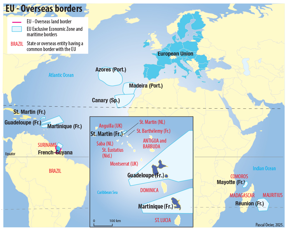 Frontières de l'Union européenne outre-mer Pascal Orcier — Carte frontières ultramarines de l'UE