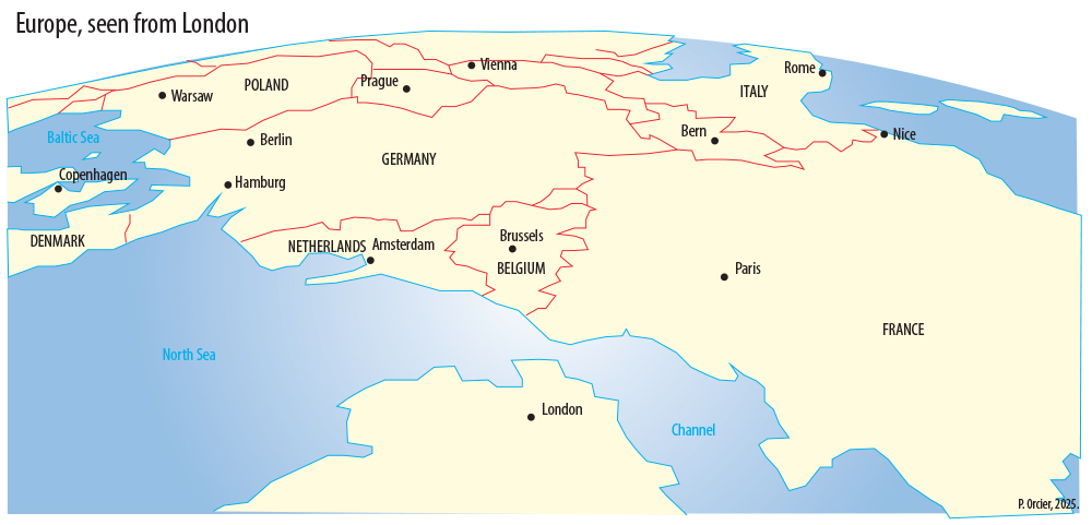 L'Europe vue de Londres Pascal Orcier — Carte : Europe vue de Londres