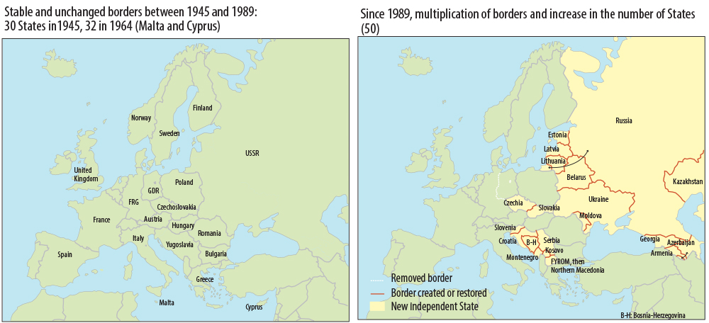Multiplication des frontières depuis 1990 Pascal Orcier — Carte : changement de frontières en Europe