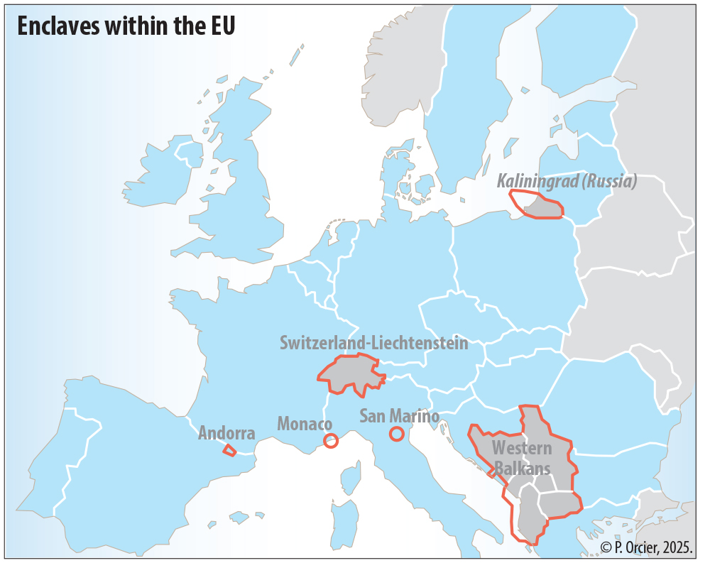 Enclaves au sein de l'Union européenne (UE) Pascal Orcier — Carte : Enclaves
