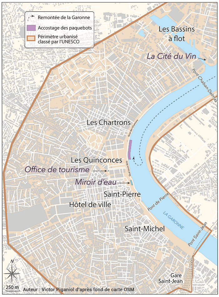 Quais d'accostage des navires de croisière dans le périmètre UNESCO du Port de la Lune (Bordeaux)