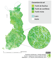 La couverture forestière et les lacs en Finlande