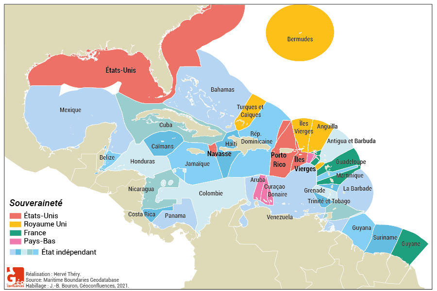 ZEE carte zones économiques exclusives antilles bassin caraïbe amérique centrale