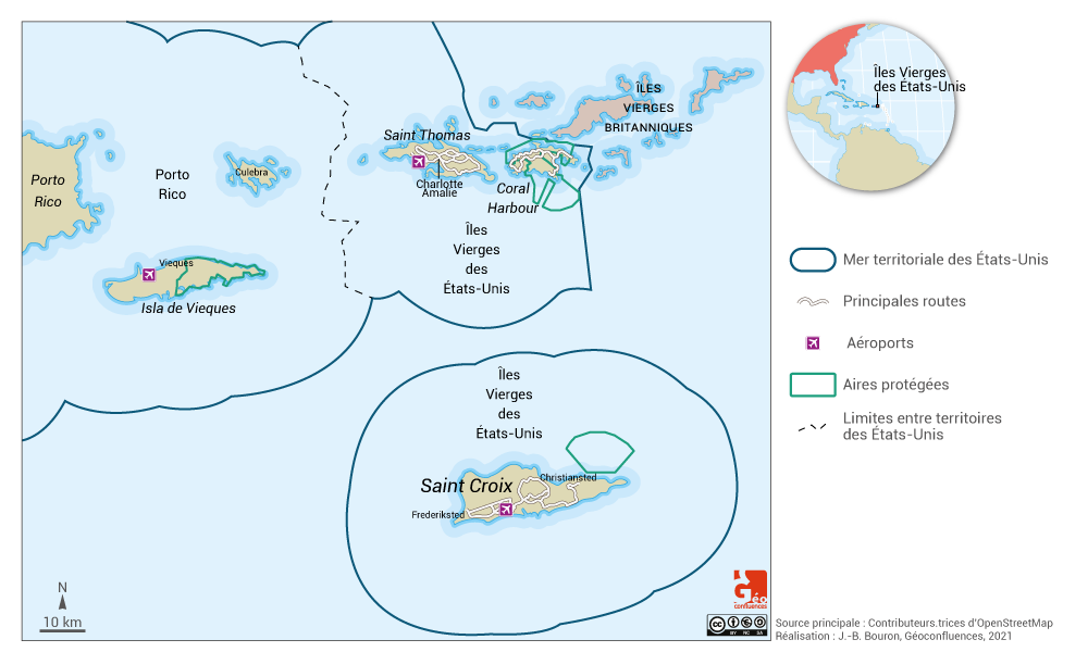 Virgin Islands map — carte des îles vierges américaines