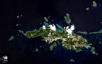 Vue satellite de l'île de Saint-Thomas (États-Unis)