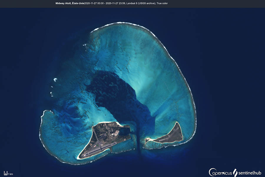 Midway Atoll   Etats Unis 2020 11 27 Landsat 8 USGS archive