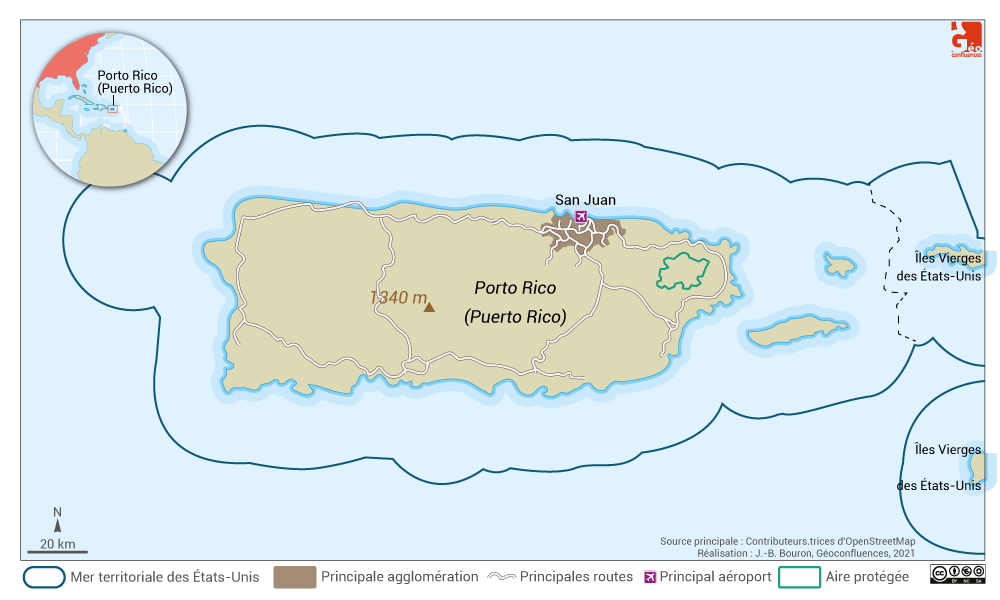 Puerto Rico map — carte de Porto Rico