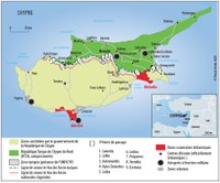 Carte de Chypre, divisions nord-sud et points de passage