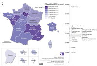 PIB par habitant par région, France en 2020