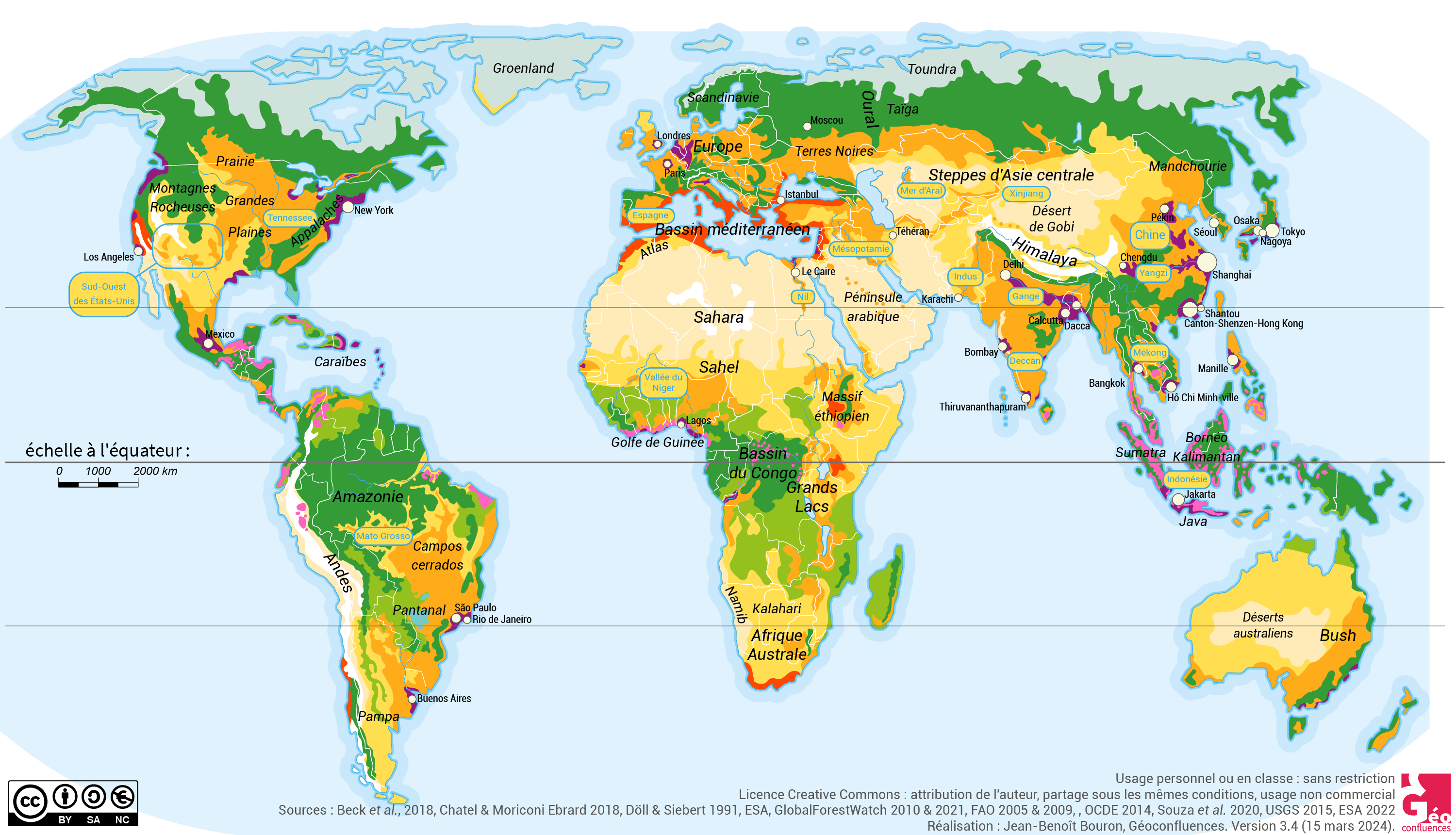 Carte de l'agriculture et des espaces nourriciers dans le monde (haute définition)