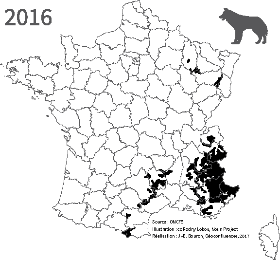 carte aire de présence du loup 2016