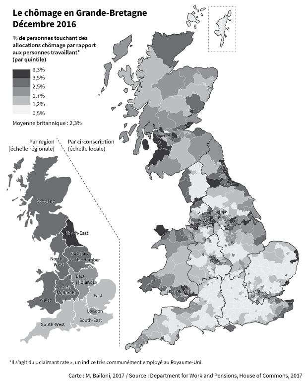 Taux de chômage en Grande-Bretagne, décembre 2016
