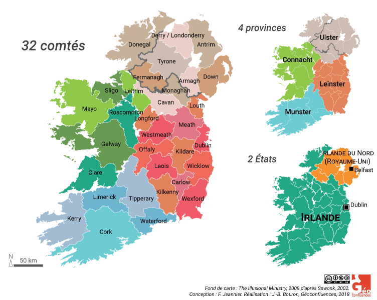 carte comtés province Irlande 