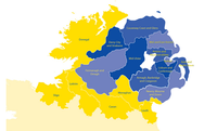 Les comtés irlandais et nord-irlandais concernés par le programme PEACE IV (Irlande, Irlande du Nord, Royaume-Uni)