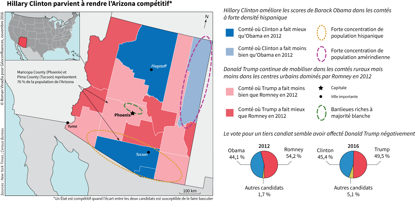 Carte Arizona Swinging State élection de 2016