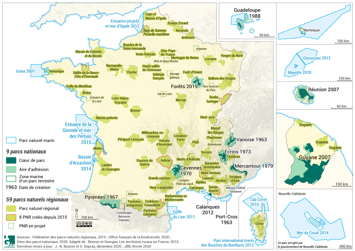 Carte parcs naturels nationaux et régionaux en France