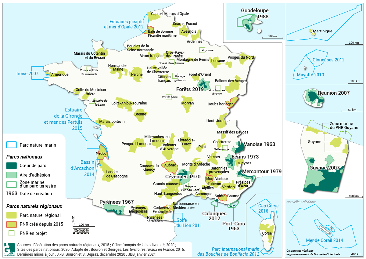 carte parcs nationaux et régionaux