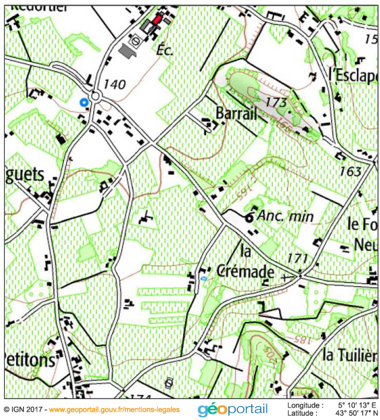 carte topographique IGN — Mitage dans le Luberon