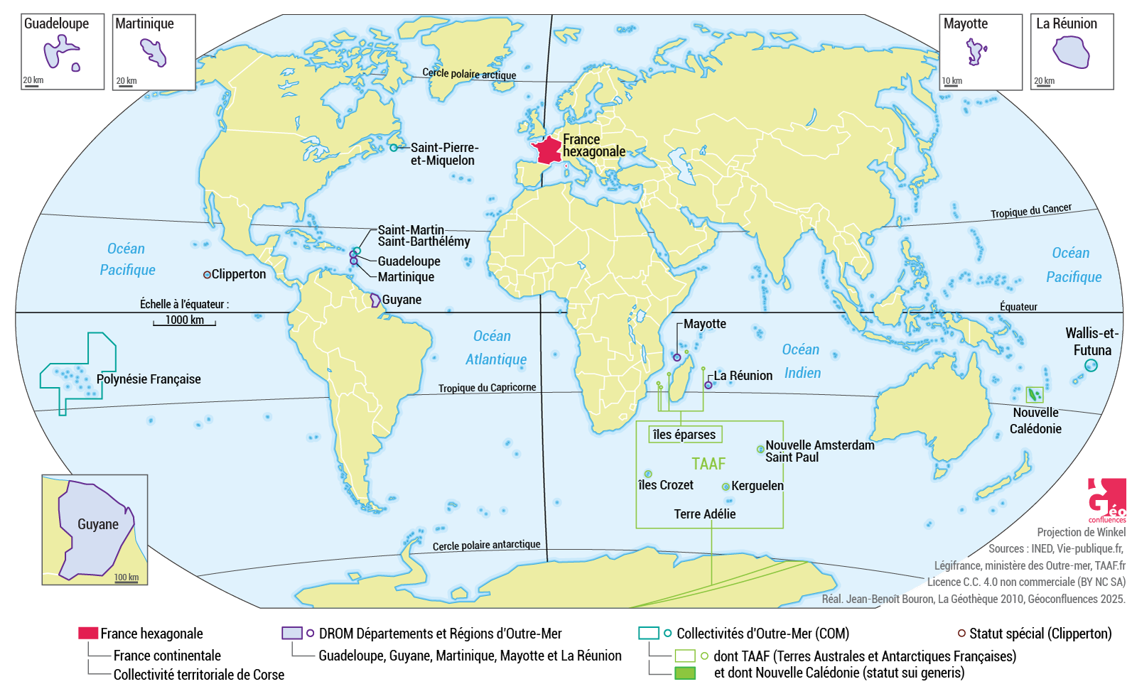  Les outre-mer francais (DROM, COM, TAAF...) à l'échelle mondiale 