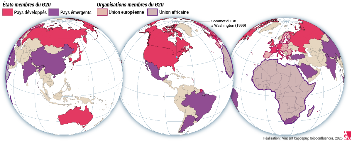 le G20 carte états membres