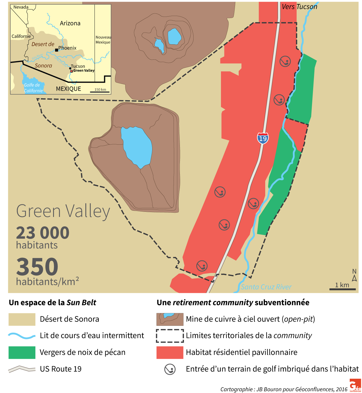 carte map Green valley Arizona Tucson desert de Sonora