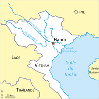 Localisation de Hanoï et du delta du Fleuve rouge (Vietnam)