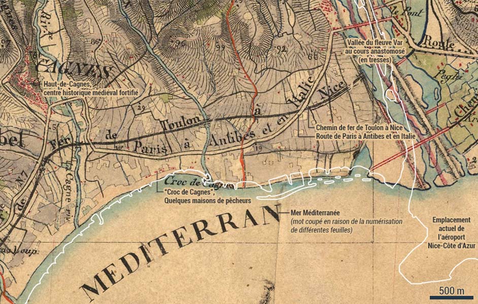 carte d'état major XIXe siècle et littoral actuel