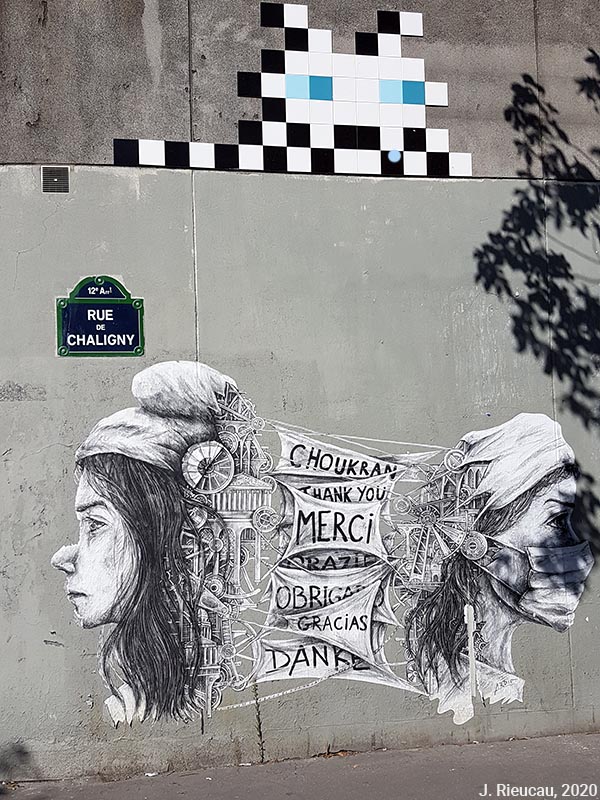 Jean Rieucau - Odonymie et art de rue / chaligny mariane merci masquée space invader