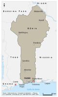 Carte de localisation : les villes du Bénin