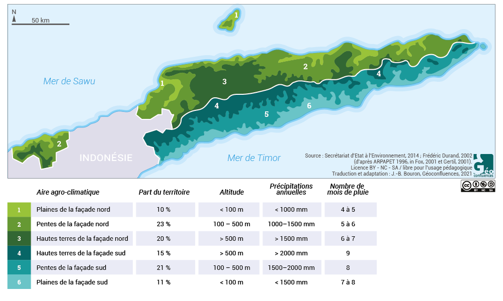 Climat Timor oriental mois de pluie carte
