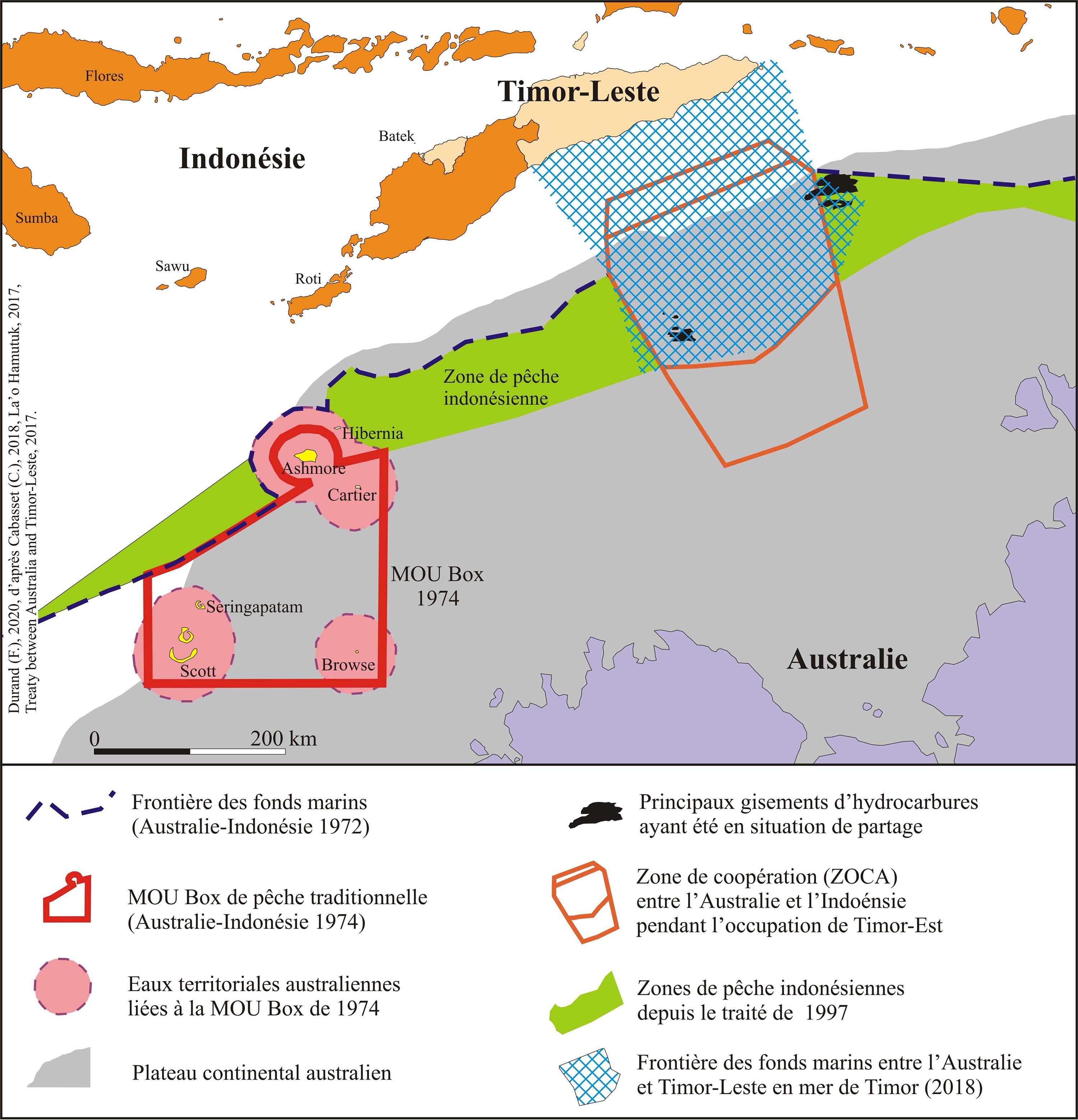 Les superpositions de droits, limites et frontières en mer de Timor (haute définition) (Timor Oriental, indonésie, Australie)