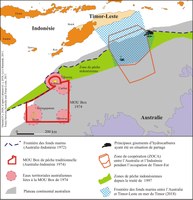 Les superpositions de droits, limites et frontières en mer de Timor (haute définition) (Timor Oriental, indonésie, Australie)