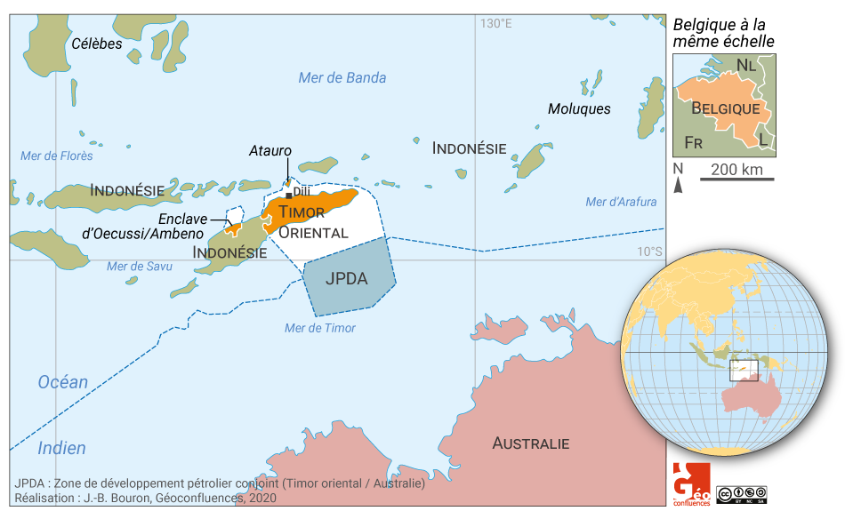 Carte Timor oriental frontières