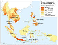 Les densités de population en Asie du Sud-Est en 2005