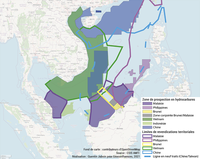 Oléoducs et champs pétrolifères en mer de Chine méridionale