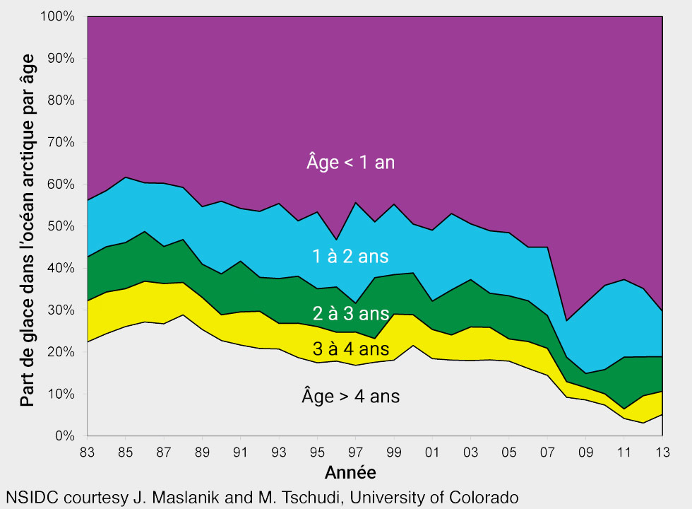 pourcentage de glace dans l arctique par age