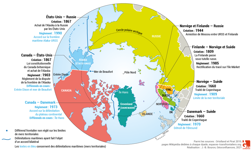 carte date de fixation des frontières arctiques