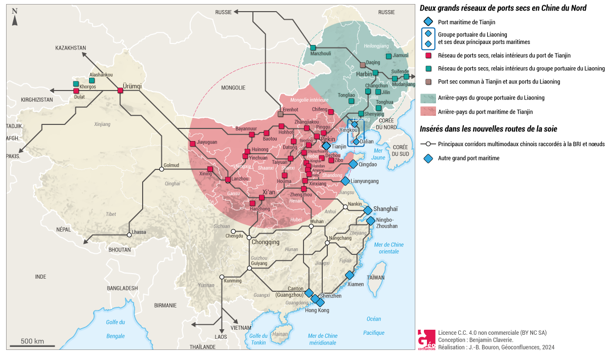 carte des ports secs en chine du nord